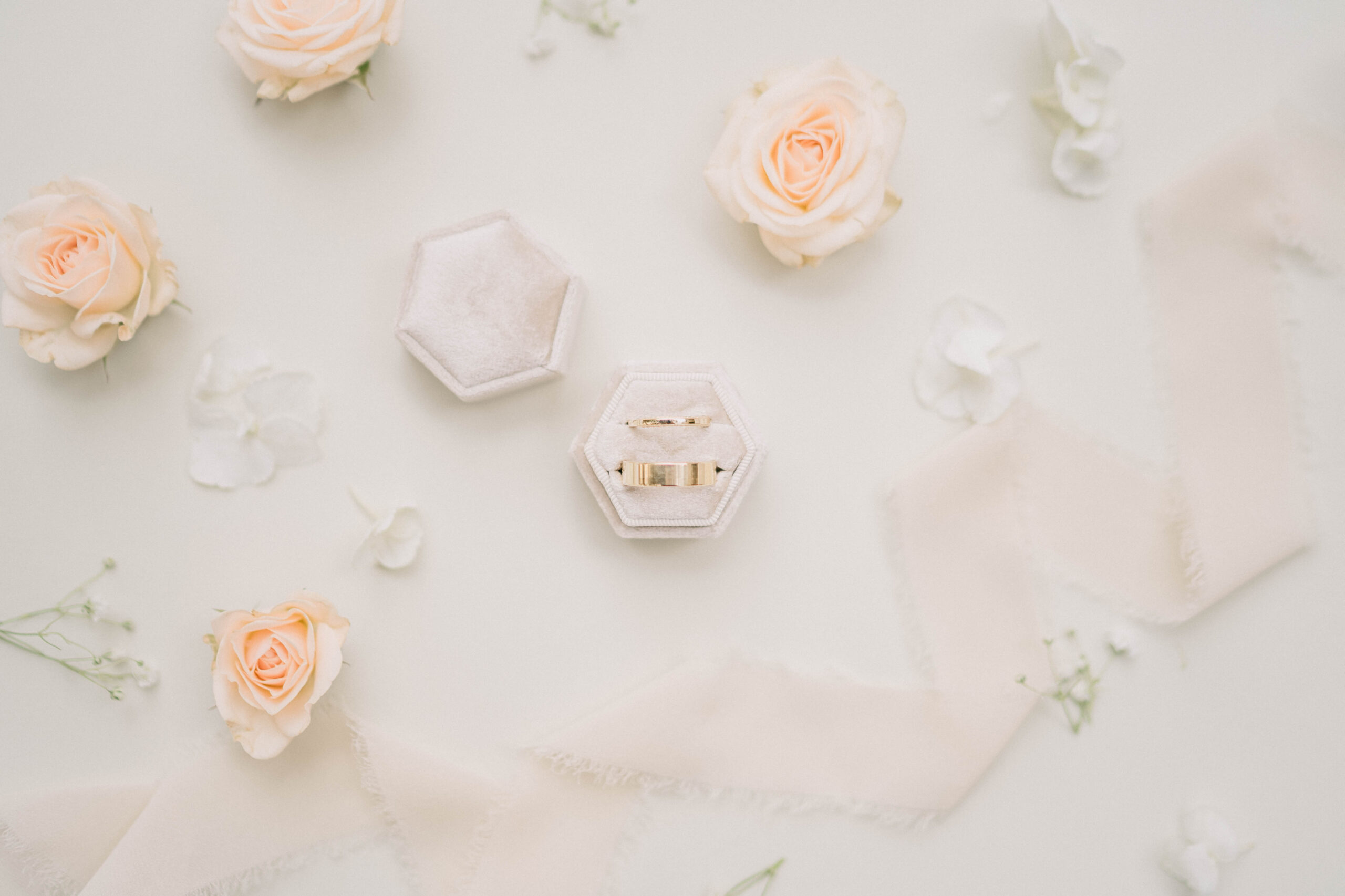 wedding flower details and ring