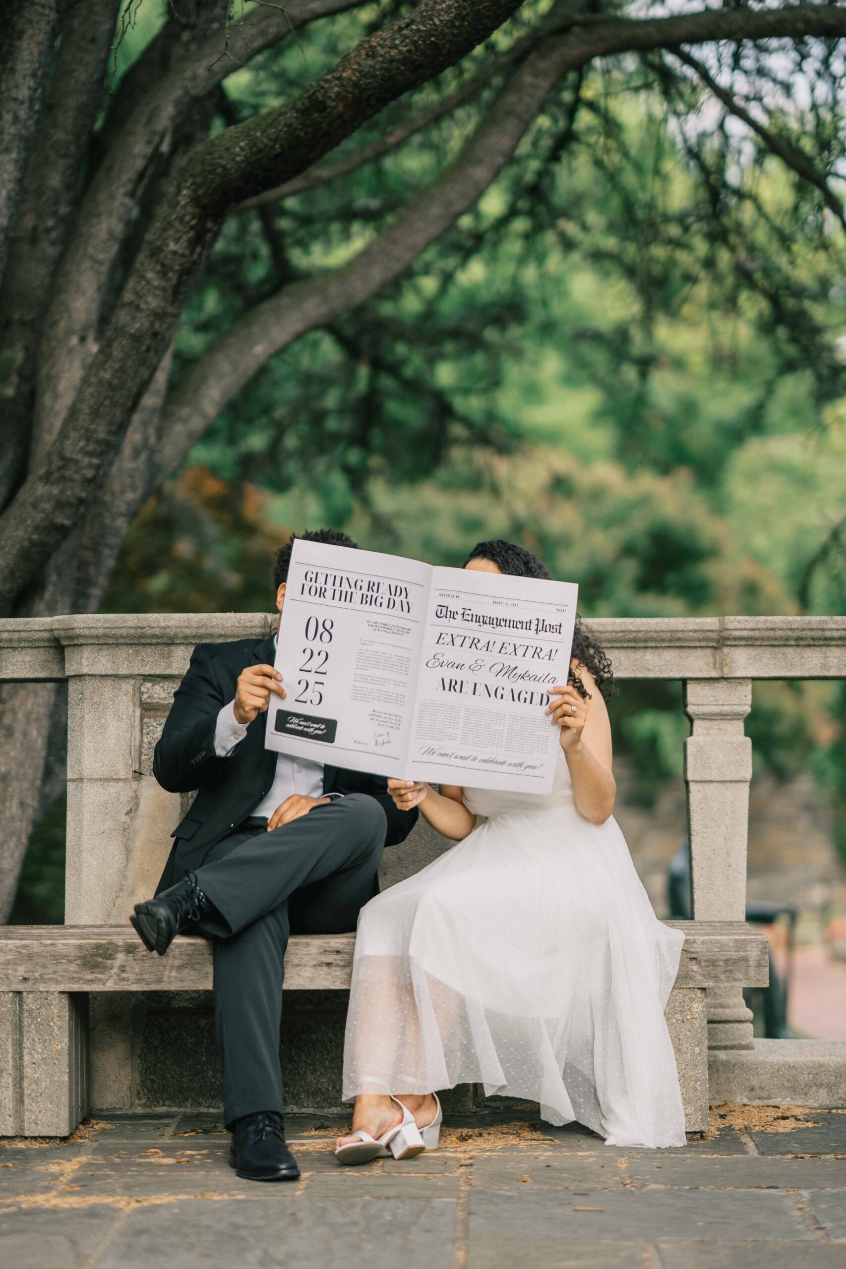 Georgetown Engagement session with customized prop newspaper