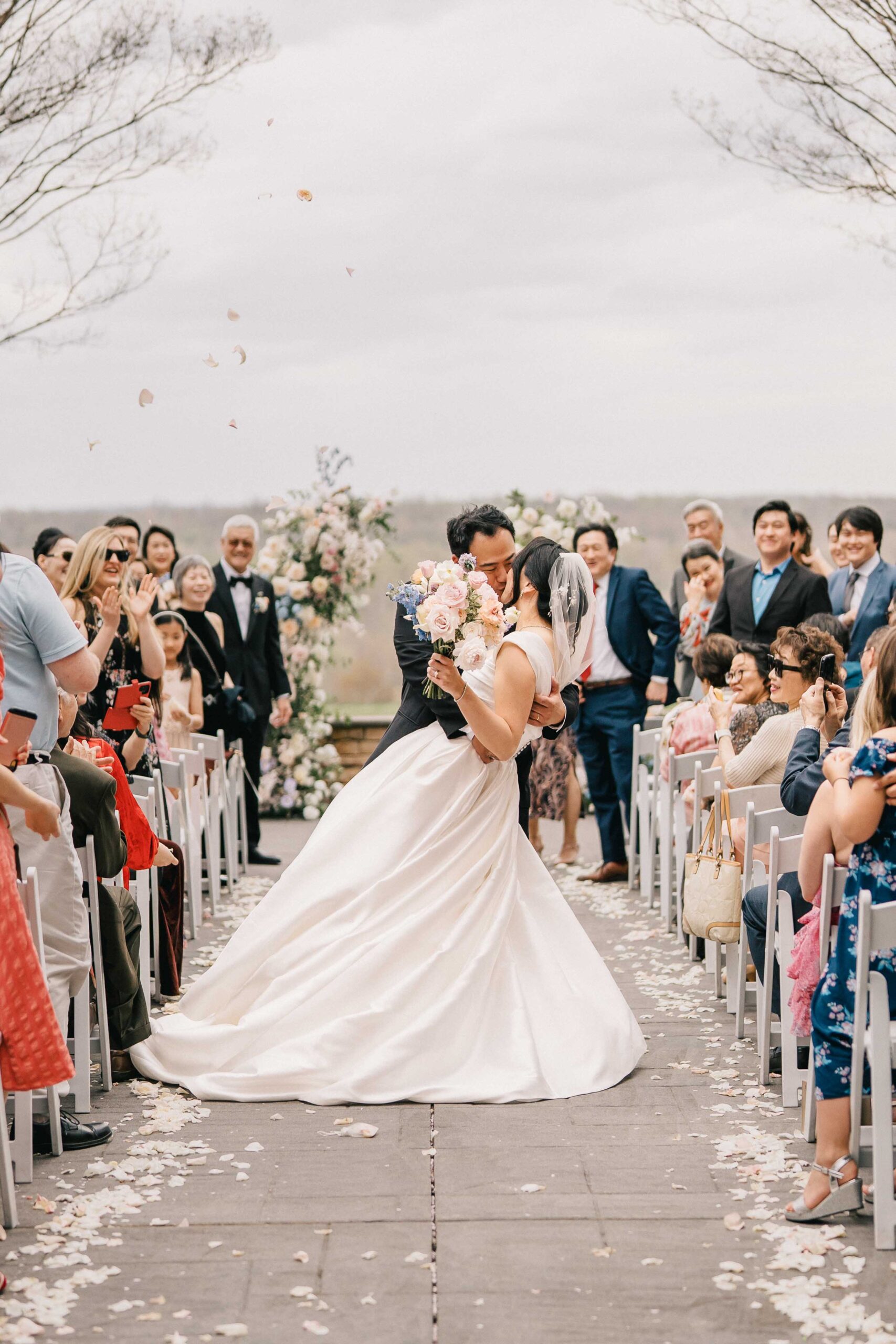 lansdowne resort wedding ceremony first kiss at the aisle